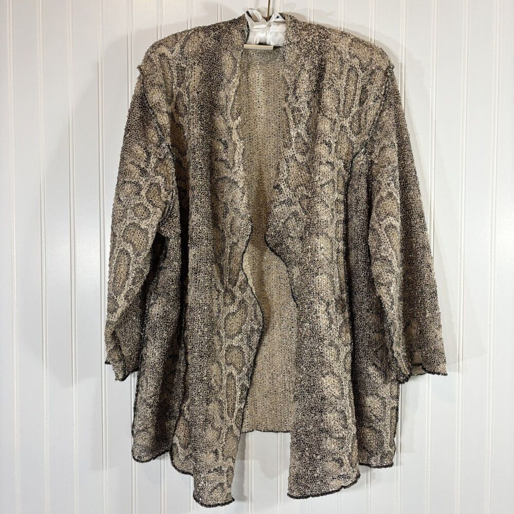 Alfred Dunner Womens Open Front Cardigan Size 1X Sparkle 3/4 Sleeves Lightweight
